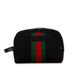 Gucci AB Gucci Black Canvas Fabric Techno Web Clutch Italy