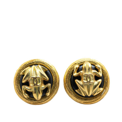 Chanel AB Chanel Gold Gold Plated Metal CC Frog Clip On Earrings France