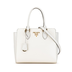 Prada B Prada White Saffiano Leather Soft Calf Zippered Tote Romania