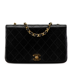 Chanel B Chanel Black Lambskin Leather Leather CC Quilted Lambskin Full Flap France