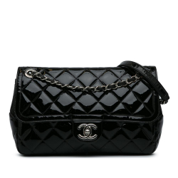 Chanel B Chanel Black Patent Leather Leather Medium Patent Coco Shine Flap Italy