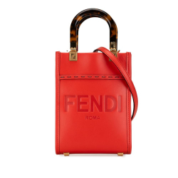 Fendi AB Fendi Red Calf Leather Mini Sunshine Shopper Tote Italy