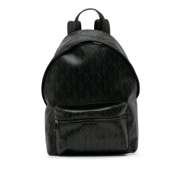 Christian Dior AB Dior Black Coated Canvas Fabric CD Diamond Rider Zipped Backpack Italy