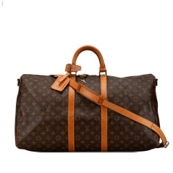 Louis Vuitton B Louis Vuitton Brown Monogram Canvas Canvas Monogram Keepall Bandouliere 55 France