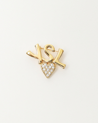 Saint Laurent Rhinestone Heart Brooch