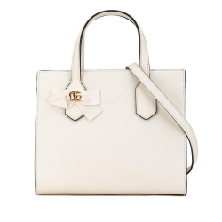 Gucci B Gucci White Calf Leather GG Ribbon Satchel Italy