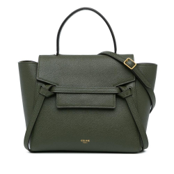 Celine B Celine Green Olive Green Calf Leather Micro skin Belt Bag Satchel Italy