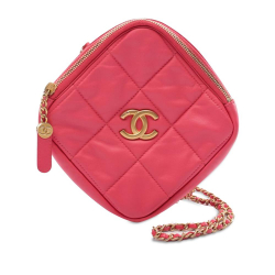 Chanel B Chanel Pink Lambskin Leather Leather Quilted Lambskin Diamond Crossbody Italy