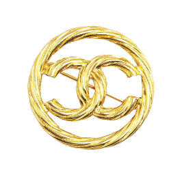 Chanel B Chanel Gold Gold Plated Metal CC Brooch France