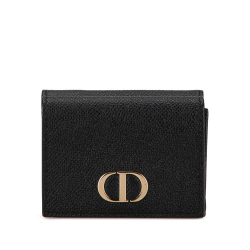 Christian Dior B Dior Black Calf Leather 30 Montaigne Compact Wallet Italy