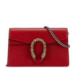 Gucci AB Gucci Red Calf Leather Super Mini Dionysus Crossbody Italy