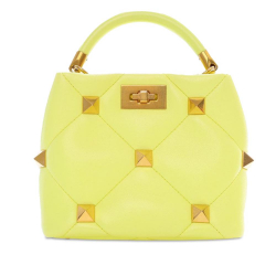 Valentino AB Valentino Yellow Calf Leather Small Roman Stud Satchel Italy