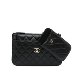 Chanel B Chanel Black Lambskin Leather Leather Quilted Lambskin Bag in a Bag Clutch Set Crossbody Italy