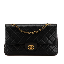 Chanel B Chanel Black Lambskin Leather Leather Medium Classic Lambskin Double Flap France