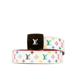 Louis Vuitton White Monogram Multicolore LV Cut Reversible Belt Spain