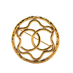 Chanel AB Chanel Gold Gold Plated Metal CC Flower Brooch France