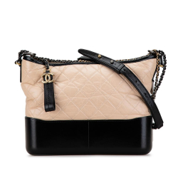 Chanel B Chanel Brown Beige with Black Calf Leather Medium Bicolor Aged skin Gabrielle Crossbody Italy