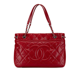 Chanel B Chanel Red Caviar Leather Leather Quilted Caviar Soft Shopper Tote Italy