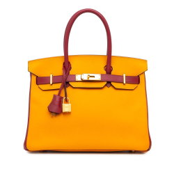 Hermès AB Hermès Yellow Mustard Calf Leather HSS Special Order Bicolor Swift Birkin Retourne 30 France