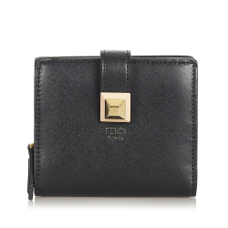 Fendi B Fendi Black Calf Leather Bi-fold Wallet Italy