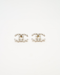 Chanel CC Rhinestones and Pearls Earrings