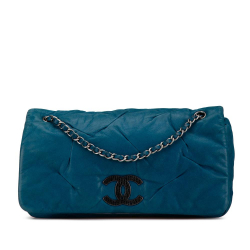 Chanel B Chanel Blue Calf Leather Iridescent skin East West Glint Flap Italy