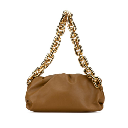 Bottega Veneta B Bottega Veneta Brown Lambskin Leather Leather Lambskin Chain Pouch Italy