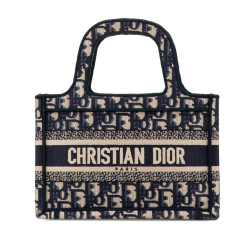 Christian Dior B Dior Blue Navy Canvas Fabric Mini Oblique Book Tote Italy