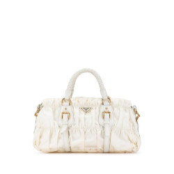 Prada B Prada White Nylon Fabric Tessuto Gaufre Satchel Italy