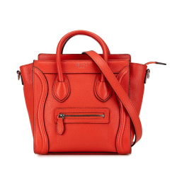 Celine AB Celine Red Calf Leather Nano Luggage Tote Satchel Italy