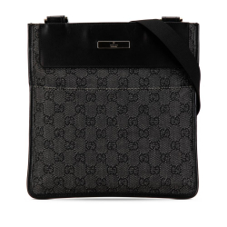 Gucci AB Gucci Gray with Black Canvas Fabric GG Crossbody Italy