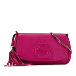 Gucci AB Gucci Pink Calf Leather Medium Soho Chain Flap Crossbody Italy