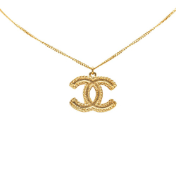 Chanel AB Chanel Gold Gold Plated Metal CC Pendant Necklace France