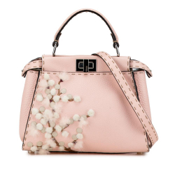 Fendi AB Fendi Pink Light Pink Calf Leather Mini Sakura Selleria Peekaboo Satchel Italy