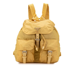 Prada B Prada Yellow Mustard Nylon Fabric Tessuto Backpack Italy