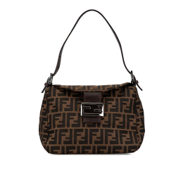 Fendi B Fendi Brown Canvas Fabric Zucca Double Flap Shoulder Bag Italy