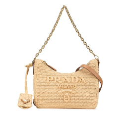 Prada Brown Mini Yarn Raffia Effect Crochet Re Edition 2000 Satchel Madagascar