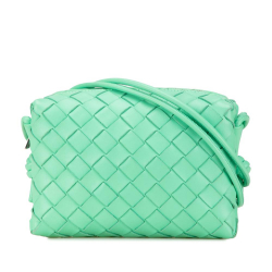 Bottega Veneta AB Bottega Veneta Green Calf Leather Mini Nappa Intrecciato Loop Camera Bag Italy