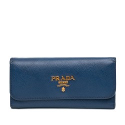 Prada AB Prada Blue Saffiano Leather Key Holder Italy