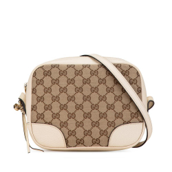 Gucci AB Gucci Brown Beige Canvas Fabric GG Bree Crossbody Italy