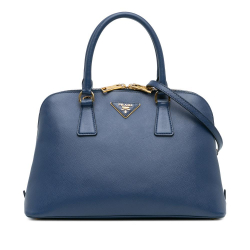 Prada AB Prada Blue Saffiano Leather Medium Lux Promenade Satchel Italy