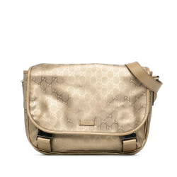 Gucci AB Gucci Gold Coated Canvas Fabric GG Imprime Crossbody Italy