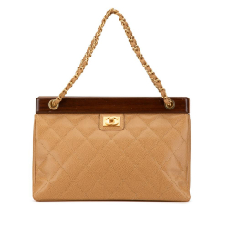 Chanel B Chanel Brown Caviar Leather Leather Quilted Caviar Wooden Bar Chain Shoulder Bag Italy