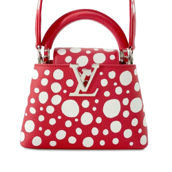 Louis Vuitton AB Louis Vuitton Red Calf Leather Yayoi Kusama Taurillon Infinity Dots Capucines Mini France