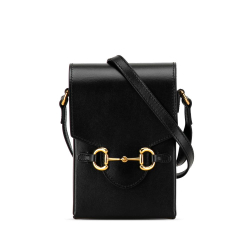 Gucci AB Gucci Black Calf Leather Mini Horsebit 1955 Crossbody Bag Italy