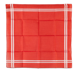 Hermès A Hermès Red Cotton Fabric D'H Jacquard Handkerchief France