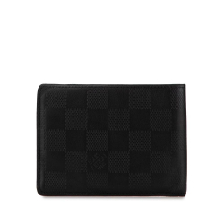 Louis Vuitton B Louis Vuitton Black Calf Leather Damier Infini Portefeuille Multiple Bifold Wallet France