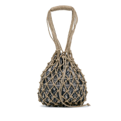 Christian Dior AB Dior Brown Beige Canvas Fabric Woven Rope and Oblique Technical Net Bag Italy