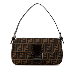 Fendi B Fendi Brown Canvas Fabric Zucca Baguette Italy