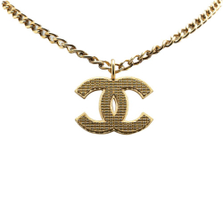 Chanel B Chanel Gold Gold Plated Metal CC Pendant Necklace France